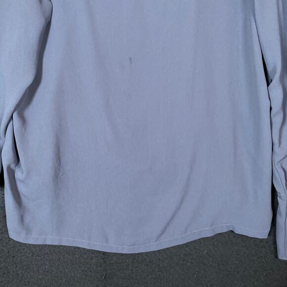 Loft Women Blouse Purple Gray Cold Shoulder Crew Neck Tie Bell Sleeve Large - Picture 3 of 14